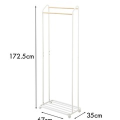 山崎実業 tower 棚付き キャスター付き 北欧 ハンガーラックの画像