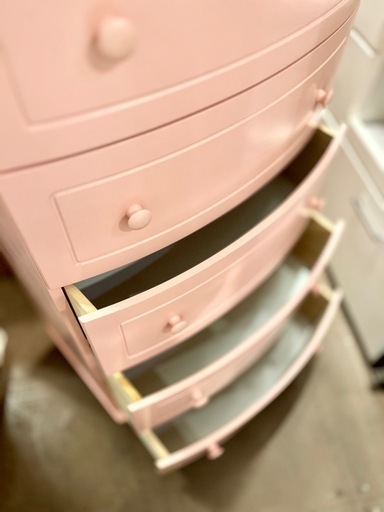 ピンク チェスト アーチ デザイン レトロ 収納家具 引き出し収納 曲線 カーブチェスト 洋服収納 姫家具 可愛い インテリア家具 箪笥 タンス ハイチェスト 6段 姫系 かわいい 引出し 引き出し