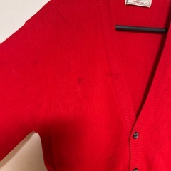 クロコダイル　カーディガン　レッド　古着 カーディガン レッド 古着 L 薄手の画像