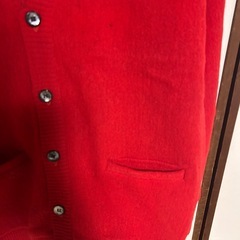 クロコダイル　カーディガン　レッド　古着 カーディガン レッド 古着 L 薄手の画像
