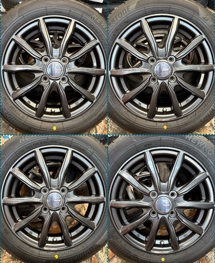 ㊹155/65R14新品タイヤ4本と中古美品ホイールとナット付き