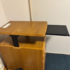 木製 サイドチェスト 3段／キャスター付き・高さ調整ラックありの画像