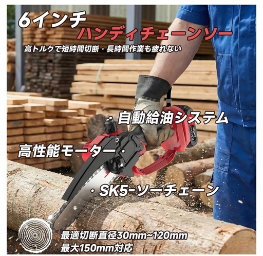 新品❤️電動チェーンソー　剪定バサミ　バッテリー2個！！替え刃あり！✨付属品多数！！⭐️チェーンソー　電動ノコギリ　ちぇーんそー　のこぎり　ノコギリ