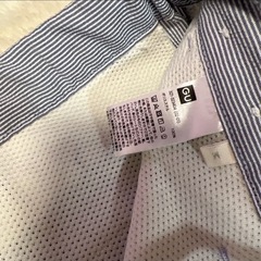 メンズGUグレー ストライプ スラックス Mの画像