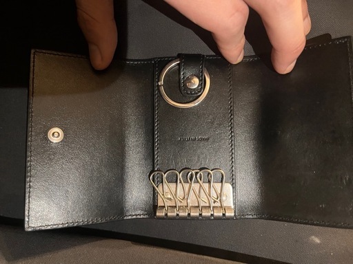 【美品】CELINE セリーヌブラック レザー キーケース　クロコダイル型押し