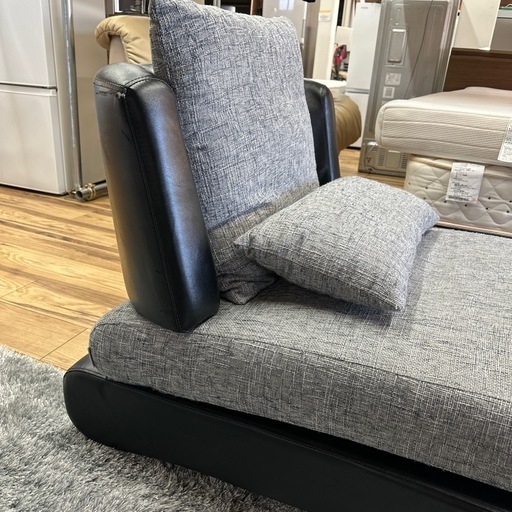 Armonia　グレー カウチソファ 背もたれクッション付き