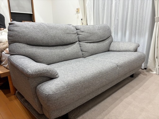 ニトリ 3人掛けソファ 美品／カバー使用／毛玉・シミなし