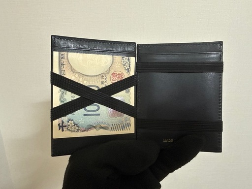 【日本ブランド】リサイド マジックウォレット（本革・黒）不思議なお財布