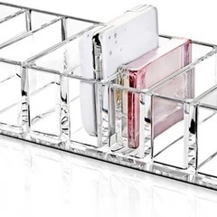 アイシャドウ 収納 化粧品 メイク コスメ収納 アクリル製 卓上 メイクボックス 収納ボックス 透明 化粧品 収納 ディスプレイスタンド 収納ケース アクリルスタンド アイシャドー 口紅 香水 メイク 8仕切りの画像