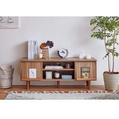 【美品】テレビ台　TVボード　フラップ扉　
ナチュラル　110cmの画像