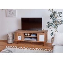 【美品】テレビ台　TVボード　フラップ扉　
ナチュラル　110cmの画像
