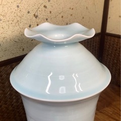 名工 塚本満 作 青白磁 水鳥文 花瓶 共箱 在銘 良品 茶道具 華道具 花器 茶器 花入 和美術 骨董 古玩 中国美術 懐石道具 煎茶道具 快山窯の画像
