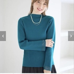 新品未使用　パチパチしにくい！洗える袖シアー切替　プルオーバー柔らかいシアー長袖ニット Mの画像