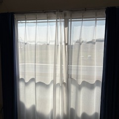ニトリ　カーテン　遮光１級　レース付き　4枚セット　ネイビーの画像