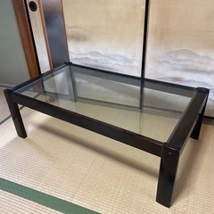 ガラスセンターテーブル　座卓　ローテーブル　ブラックの画像