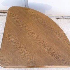 希少 オールドカリモク コーナーテーブル karimoku レトロ家具 木製 三角形ローテーブル テレビ台 引き出し付の画像