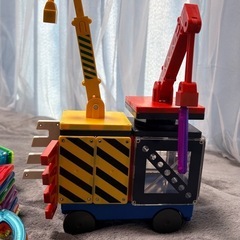 ★収納袋付★マグネットおもちゃ 大容量セット【クレーン・車パーツ付き】の画像