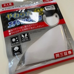 洗える！やわらかエチケットマスクホワイト　3枚入　大人用の画像