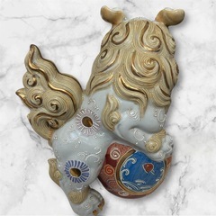 【ドリーム池田店♪ジモティ割対象】 玉乗り獅子/置物/沖縄/シーサー/42038の画像