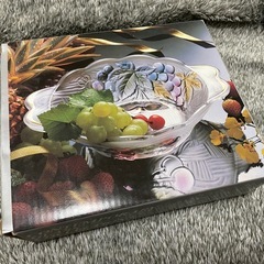 【未使用】ガラスボウル　フルーツ柄　盛り皿　MADE IN JAPANの画像