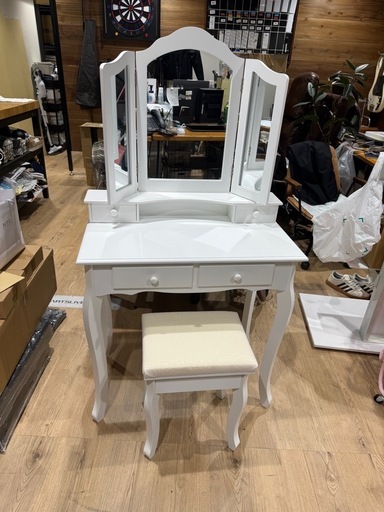 アンティーク　鏡台　スツール　セット品　 引出し７杯　ろくろ脚 アンティーク 鏡台 スツール セット品 引出し7杯 ろくろ脚