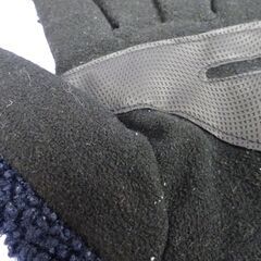 ( E-198 )SelfHeater 手袋 メンズ ボア フリース ネイビー 紺色 ブラック 黒 裏起毛 中古の画像