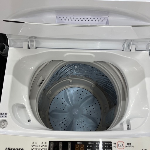 安心の1年保証付。【Hisense 全自動洗濯機 HW-K45E 4.5kg 2024年製】取りに来れる方限定