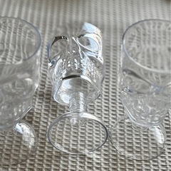 髑髏ドクロ スカル型 プラスチックグラス 3個 ワイングラス コップ インテリアの画像