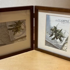 木製2面フォトフレーム中古品2個セット　2Lサイズ2枚の画像