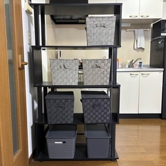 不二貿易 オープンラック ディスプレイラック 4段 幅80cm 高さ148.3cm ブラウン ブラック の画像