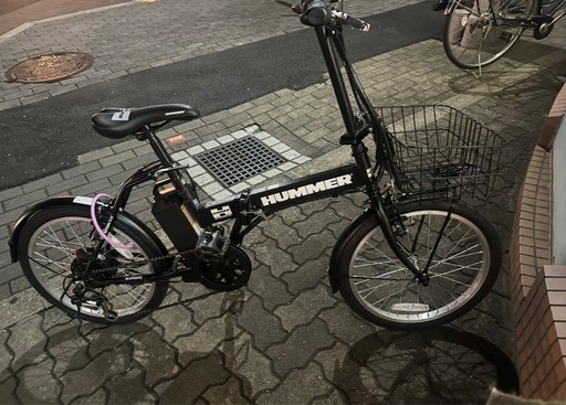 値下げカゴ付きHUMMER電動アシスト自転車20インチ