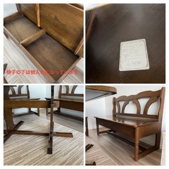 昭和レトロ 木製 ダイニングテーブル 椅子セット 大正堂 家具 古民家 カフェ風の画像