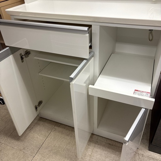 店【JY034】ニトリ　キッチンボード（レジューム 90TF-H）たっぷり収納！
