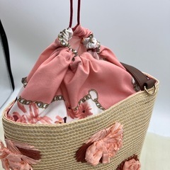 Francfranc　カゴバック　ペーパーフラワー　バッグ　非対面取引可能　の画像