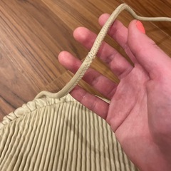 ジャンク　本革レザー　素材取り　プリーツ ギャザー ショルダーバッグ ベージュの画像