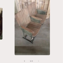 アンティーク木製スタジアムシート　　ベンチの画像