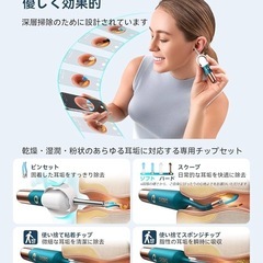カメラ付き耳かき 2K解像度 1500万画素 家族5人用 3.1mm 極細レンズ イヤースコープの画像