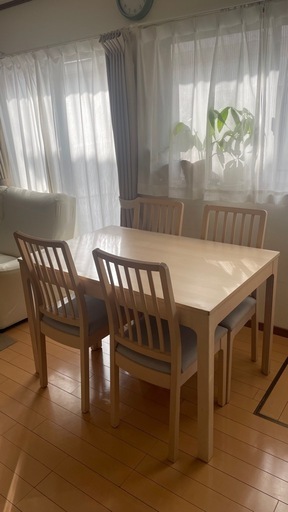 （お譲り完了）IKEA イケア　EKEDALEN エーケダーレン　ダイニング　伸長式テーブル＆チェア4脚セット　バーチ