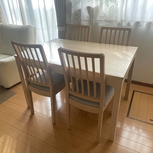 （お譲り完了）IKEA イケア　EKEDALEN エーケダーレン　ダイニング　伸長式テーブル＆チェア4脚セット　バーチ