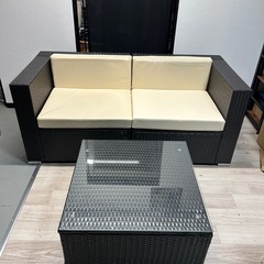 リゾート風 3人掛けソファ ラタン調 屋内屋外 の画像