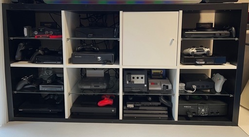 25日まで IKEA カラックス モノクロ 廃盤色＋ガラス棚板8枚 KALLAX