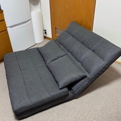 【美品】タンスのゲン 3way ソファベッド チャコールグレーの画像
