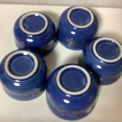 昭和レトロ　小鉢　青　ブルー　花柄　9㎝　5点　ヴィンテージ　アンティークの画像