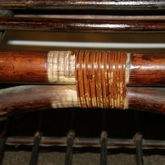 テーブル付きラタンチェア ダメージ有りの画像