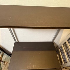 パソコンデスク　テーブル　ブラウン　プリンター置き場付き の画像