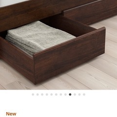 IKEAダブルベッドフレーム　ダークブラウンの画像