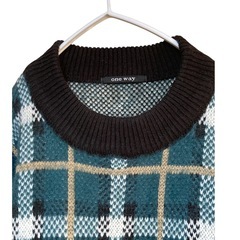 one way ワンウェイ タータンチェック柄 シャギーニット セーター Ｍの画像