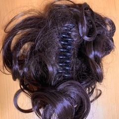 1   ウィッグ バンスクリップ　バレッタ ダークブラウン　ポニーテール 簡単 巻き髪の画像