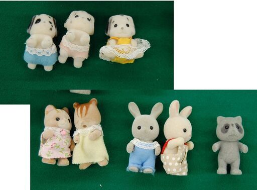シルバニア 人形まとめ売り 15体セット シルバニアファミリー リス ウサギ イヌ ネコ まとめて 服無あり 初期のグレーウサギ 札幌市 清田区 平岡