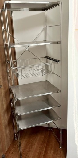 【美品】175.5ステンレスユニットシェルフ大ワイヤーバスケット付　2組出品中2/2